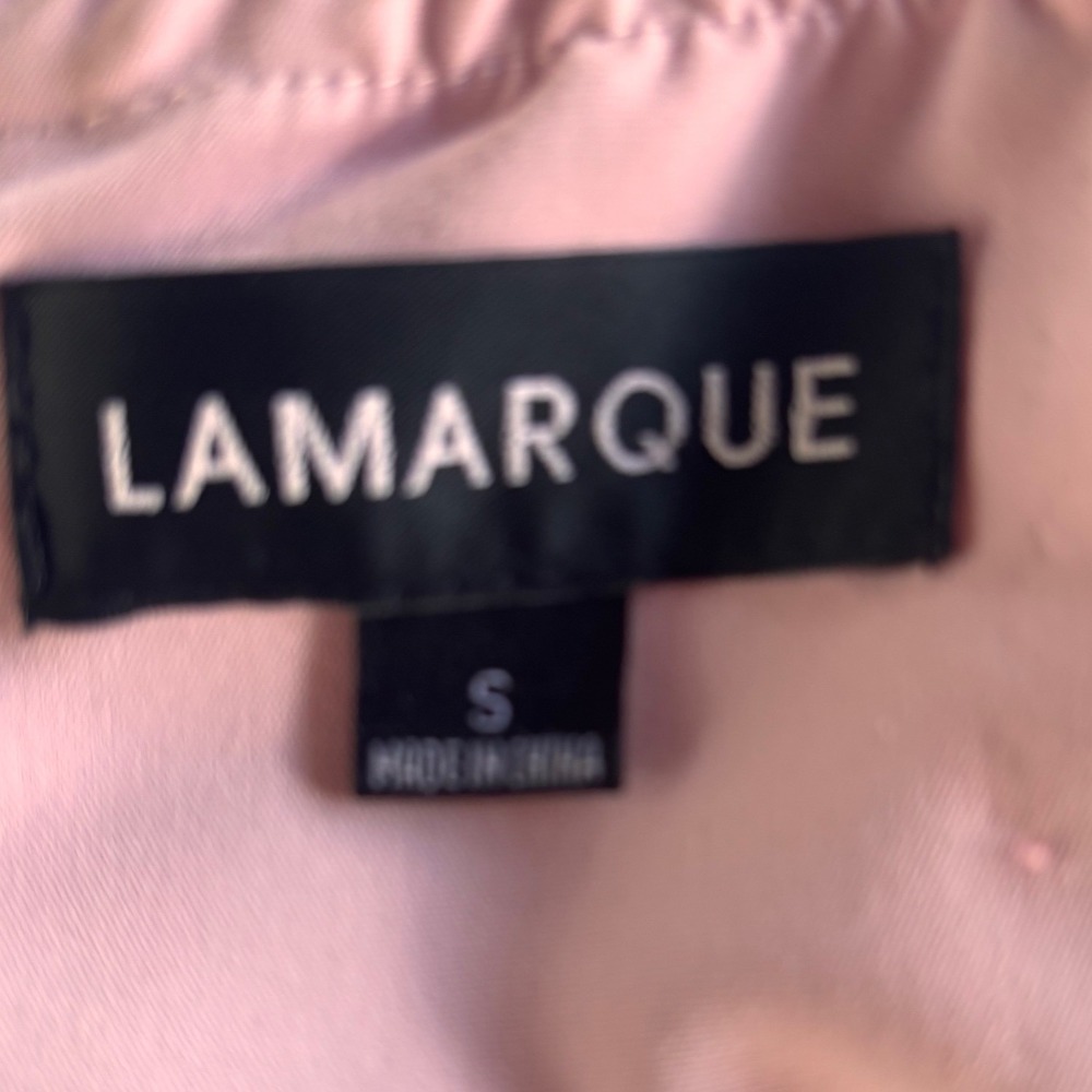 LaMarque Feather Trim Top Pink Crop Top - Picture 3 of 6